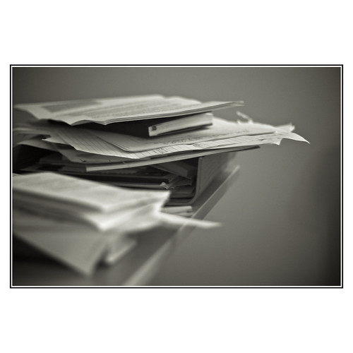 Stack of papers on a desk