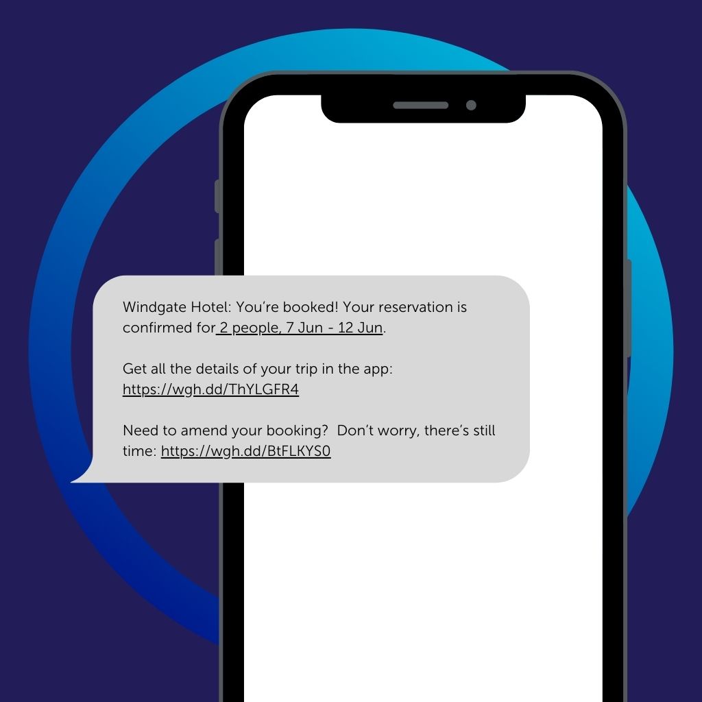 example of SMS marketing for travel booking confirmation