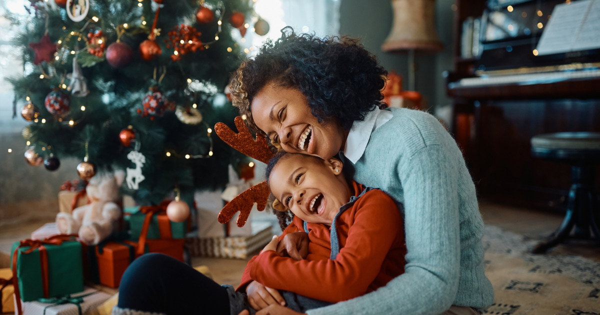 Christmas family smiling happy