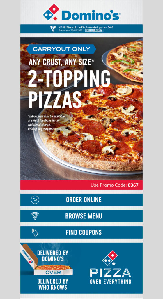 Dominos desktop email.