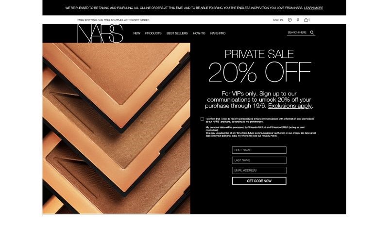 NARS on-site newsletter subscription form