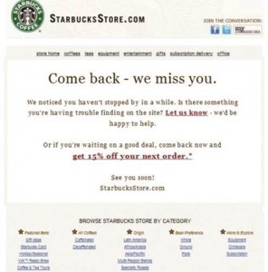 Starbucks lapsed customer email