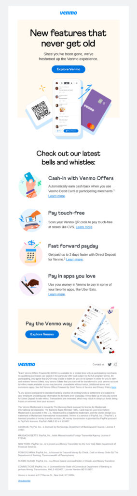 Venmo email marketing example