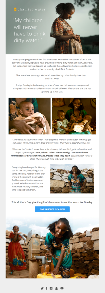 charity: water newsletter