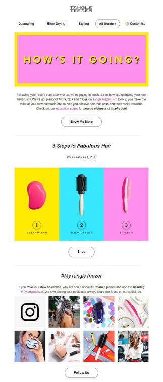 Tangle Teezer post-purchase program 