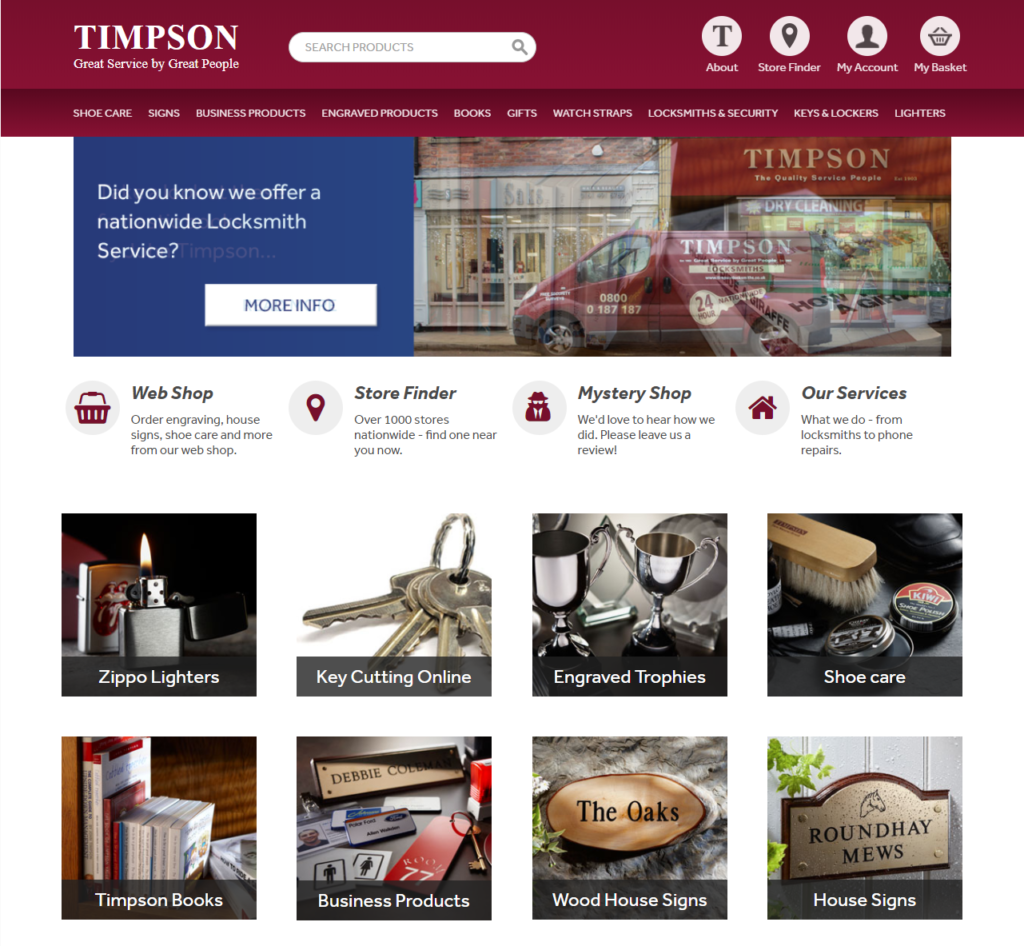 Timpson Black Friday homepage