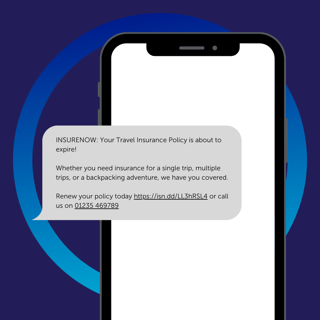SMS travel reminder insurance example